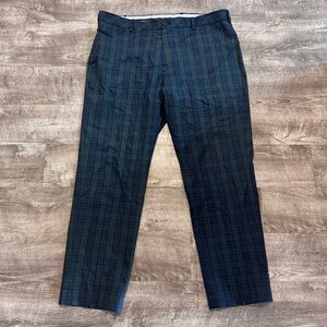 Brooks Brothers Advantage Chino Stretch Clark Fit Navy Green Plaid Mens 38x30